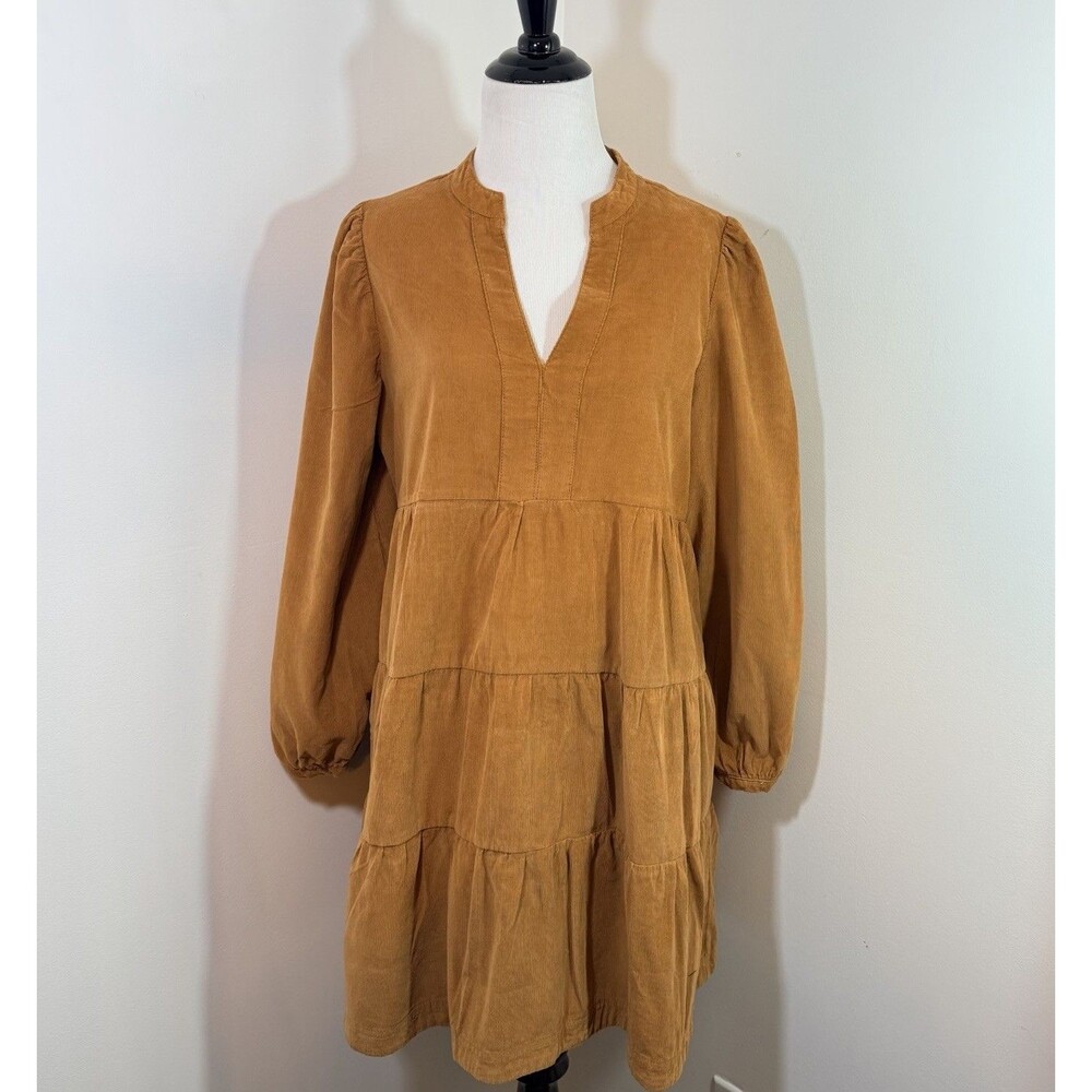 Vintage Lucky Brand Corduroy Dress Womens Medium Tiered Western Cowgirl